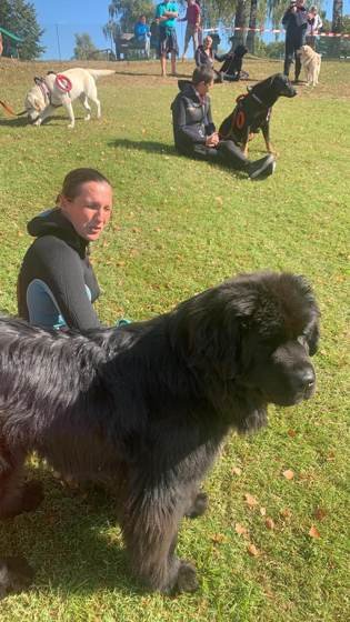 Chien et conductrice à l'entraînement